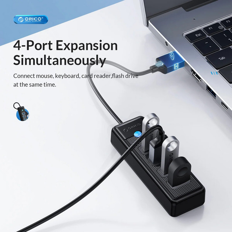 ORICO 5Gbps USB 3.0 centrmezgls Krāsains 4 portu liela ātruma mini sadalītājs OTG adapteris galddatoram datoru piederumi HUAWEI Xiaomi