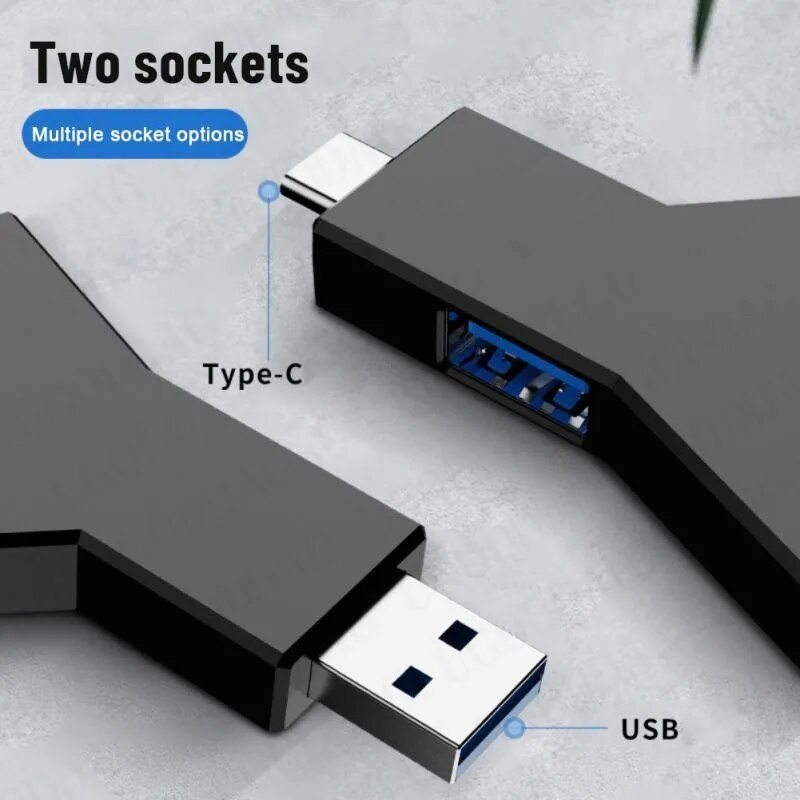 Tip C na USB 3.0 2.0 HUB Mini Y-oblika 3 u 1 USB-C Hub Multi USB Splitter Hub Adapter za napajanje Proširivač za prijenosno računalo
