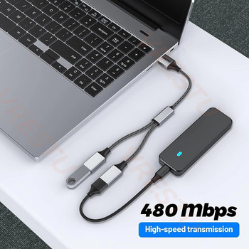USB Hub 2.0 USB Splitter 4 Port Power Adapter OTG Cable Multiple Expander Dual USB for PC Surface Laptop Mouse Keyboard Printer