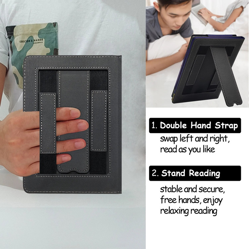 BOOX Poke4/Poke4S ümbris 6-tollisele ONYX BOOX Poke3/Poke5/Poke5S kaanega automaatse unerežiimi/äratuse topelt käerihmaga / alusega / magnetilise sulgemisega