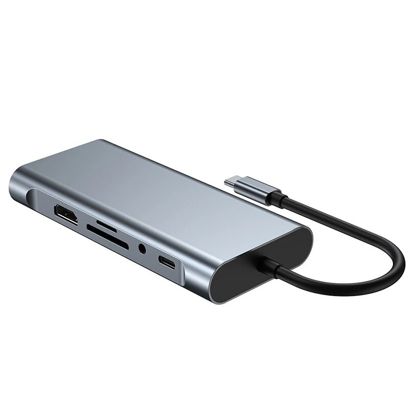 C-tüüpi USB C jaotur HDMI-ühilduva RJ45 11 pordiga dokk PD TF SD AUX USB-jaoturiga 3 0 jaotur MacBook Air Pro arvutijaoturi jaoks