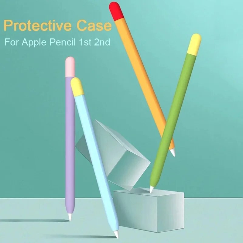 Stylus Cover Silikoninis rašiklio dėklas, skirtas Apple Pencil 1 2 Spalvas atitinkantis Stylus apsauginis dėklas Neslystantis nuo kritimo IPad rašiklio 2 1 dangtelis