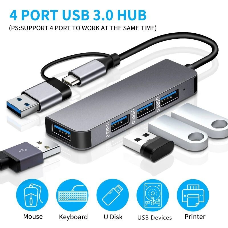 Rankman USB C Hub Type C Splitter USB 3.0 2.0 dokk MacBook iPhone 15 jaoks Samsung Dex sülearvuti tahvelarvuti hiir Kõvaketas U-ketas