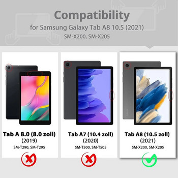 Калъф за Samsung Galaxy Tab A8 2021 Капак за таблет за Samsung Tab A8 10.5 SM-X200/SM-X205 Въртящ се на 360 градуса кожен капак