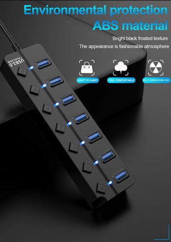 USB 3.0 Hub USB Hub 2.0 Multi USB Splitter Hub 100cm μήκους καλωδίου Multiple Expander για Αξεσουάρ φορητού υπολογιστή υπολογιστή Προσαρμογέας USB