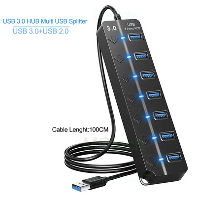 Hub USB 3.0 Hub USB 2.0 Multi USB Splitter Hub Cablu lung de 100 cm Expander multiplu pentru computer Laptop Accesorii PC Adaptor USB