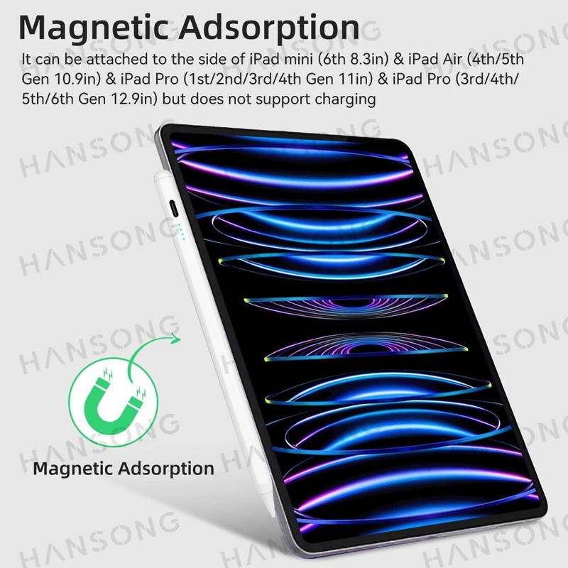 Stylus For Apple Pencil with Palm Rejection for iPad Pro 12.9 11 Air 5 4th iPad 6 7 8 9 10th mini 6 5 iPad Pencil Accessories