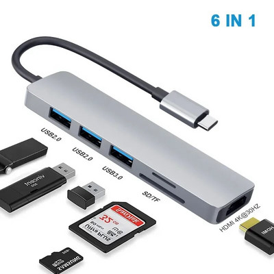 Hub USB C Adaptor Mac Dongle Stație de andocare USB-C la HDMI Cititor de carduri SD/TF Thunderbolt 3 pentru MacBook Pro Air 2020-2017
