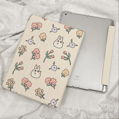 Paredzēts iPad 2018–2022 Pro 11 10,2 collu Air 3 4 5 10,5 10,9 jauks ziedu truša futrālis iPad Mini 4 5 6 7,9 8,3 collu vāciņš