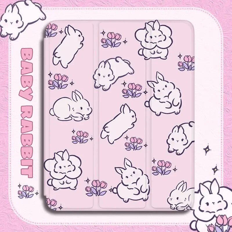 Paredzēts iPad 2018–2022 Pro 11 10,2 collu Air 3 4 5 10,5 10,9 jauks ziedu truša futrālis iPad Mini 4 5 6 7,9 8,3 collu vāciņš