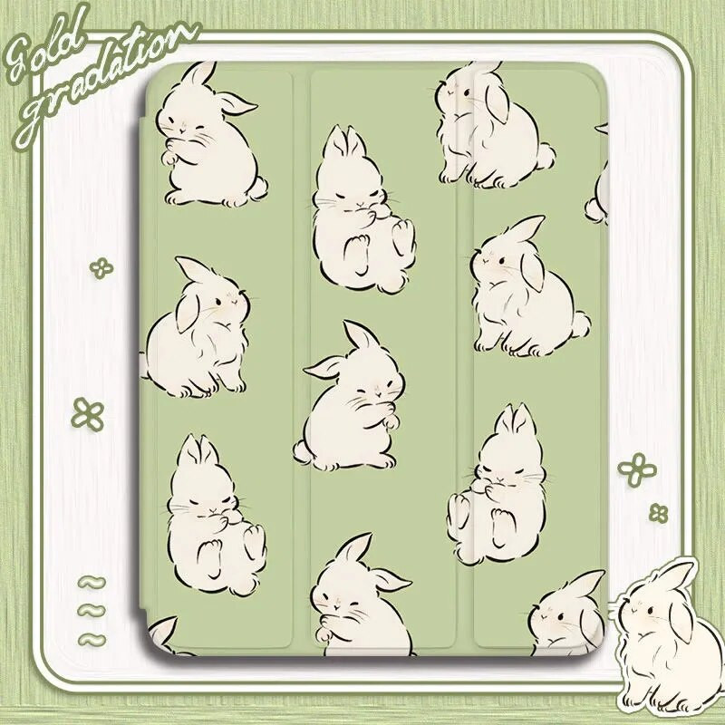 Paredzēts iPad 2018–2022 Pro 11 10,2 collu Air 3 4 5 10,5 10,9 jauks ziedu truša futrālis iPad Mini 4 5 6 7,9 8,3 collu vāciņš