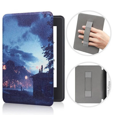 Pentru Kindle 11th Husă inteligentă cu curea de mână Husă din piele PU vopsită pentru Kindle 11th C2V2L3 2022 Slimshell de protecție magnetică