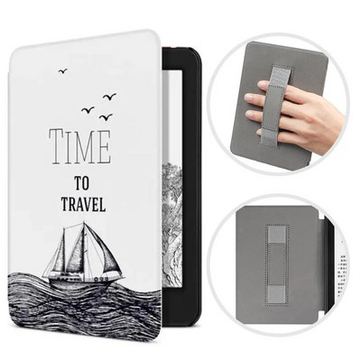 Pentru Kindle 11th Husă inteligentă cu curea de mână Husă din piele PU vopsită pentru Kindle 11th C2V2L3 2022 Slimshell de protecție magnetică