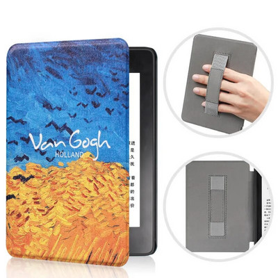 Pentru Kindle 11th Husă inteligentă cu curea de mână Husă din piele PU vopsită pentru Kindle 11th C2V2L3 2022 Slimshell de protecție magnetică