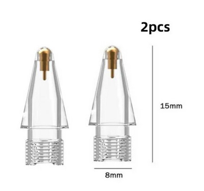 1/2 vnt. pieštuko antgalio atsarginio antgalio keitimo antgalis ABS permatomas pakaitinis antgalis, skirtas Apple Pencil Gen 1/2 iPad Stylus rašiklio atsarginiam antgaliui