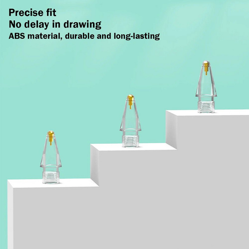 1/2 vnt. pieštuko antgalio atsarginio antgalio keitimo antgalis ABS permatomas pakaitinis antgalis, skirtas Apple Pencil Gen 1/2 iPad Stylus rašiklio atsarginiam antgaliui