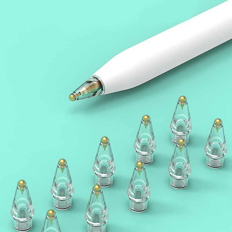 1/2 vnt. pieštuko antgalio atsarginio antgalio keitimo antgalis ABS permatomas pakaitinis antgalis, skirtas Apple Pencil Gen 1/2 iPad Stylus rašiklio atsarginiam antgaliui