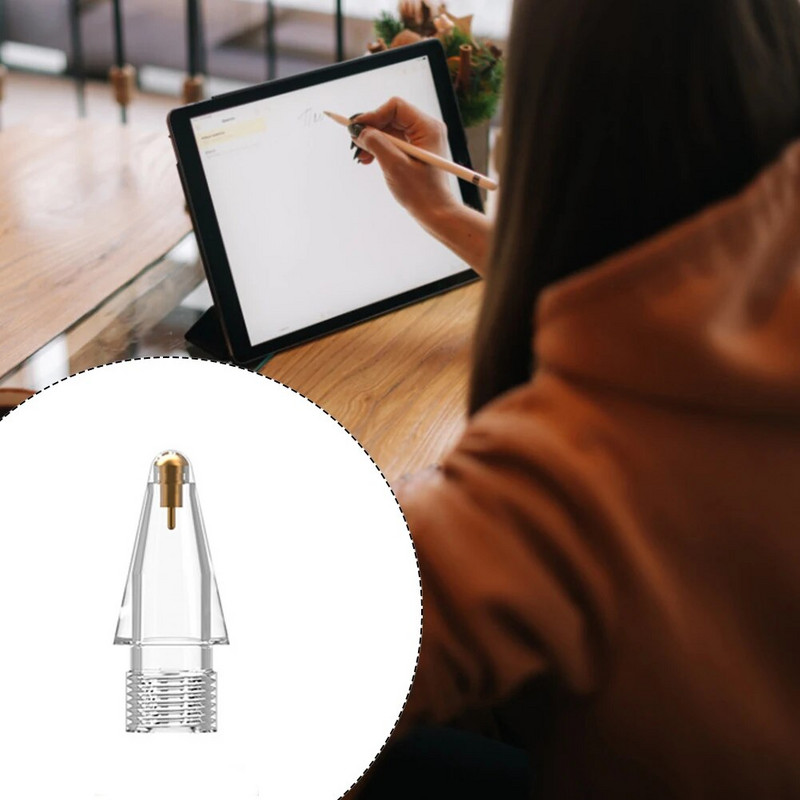 1/2 vnt. pieštuko antgalio atsarginio antgalio keitimo antgalis ABS permatomas pakaitinis antgalis, skirtas Apple Pencil Gen 1/2 iPad Stylus rašiklio atsarginiam antgaliui