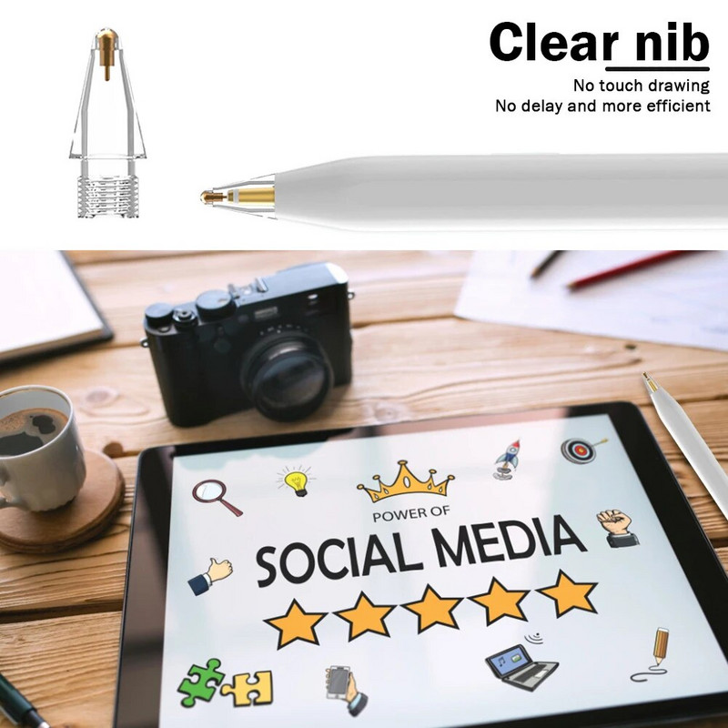 1/2 vnt. pieštuko antgalio atsarginio antgalio keitimo antgalis ABS permatomas pakaitinis antgalis, skirtas Apple Pencil Gen 1/2 iPad Stylus rašiklio atsarginiam antgaliui