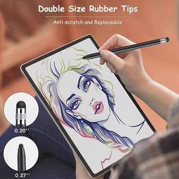 Сензорна писалка за таблет Универсален молив Капацитивен стилус Двойна двойна силиконова глава За iPad Android Смартфон