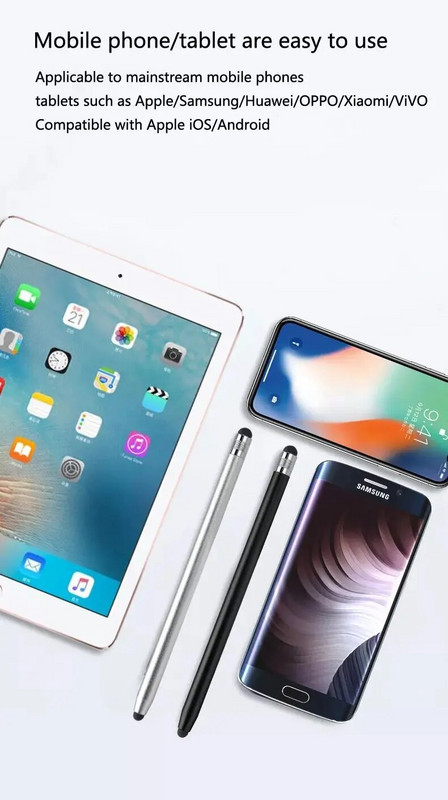 Skārienekrāna pildspalva planšetdatoram, universāls zīmulis, kapacitatīvs irbulis, dubultā dubultā silikona galviņa iPad Android viedtālrunim