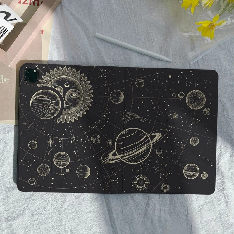 Star Space Planet ar zīmuļa turētāju Funda futrālis jaunajam iPad Air 5. 4. 10.9 iPad Pro 11 10.2 8. 9. Air3 pro10.5 10. 2022.
