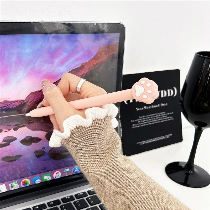 Kawaii cute mīksta silikona futrāļi Apple Pencil USB C Gen Case planšetdatoram Touch Pen Stylus Cover Pretkrītošs Apples zīmuļu futrāļiem