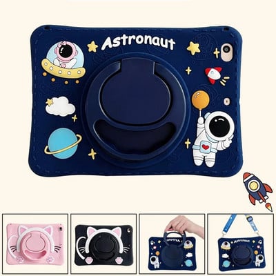 Vaikų astronautų stovas planšetinio kompiuterio dėklas, skirtas Samsung Galaxy Tab A8 10.5 SM-X200 X205 S6 A7 10.4 SM-T500 T507 Lite 8.7 T220 T225 P610