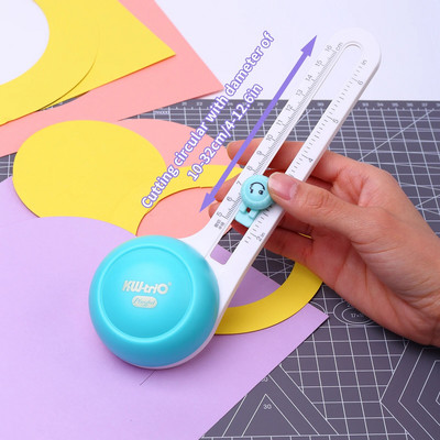 KW-triO Circular Paper Cutter Rotary Circle Cutter Manual Round Cutting Tool Paper Trimmer Scrapbooking Tool with Cutter Head