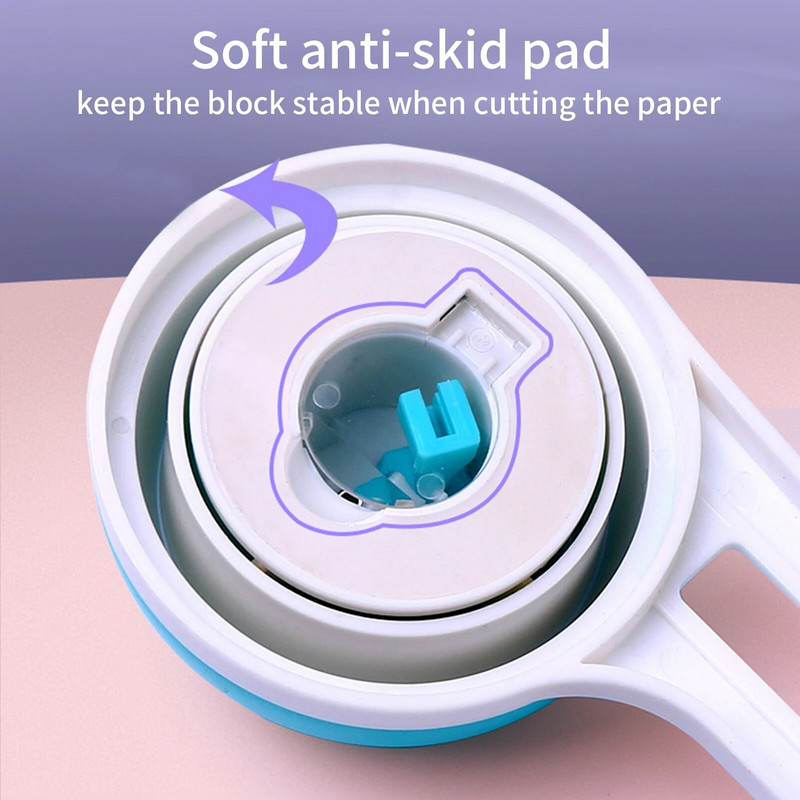 KW-triO apskritas popieriaus pjaustytuvas Rotacinis apskritas pjaustytuvas Rankinis apvalus pjovimo įrankis Popieriaus žoliapjovė Scrapbooking įrankis su pjovimo galvute