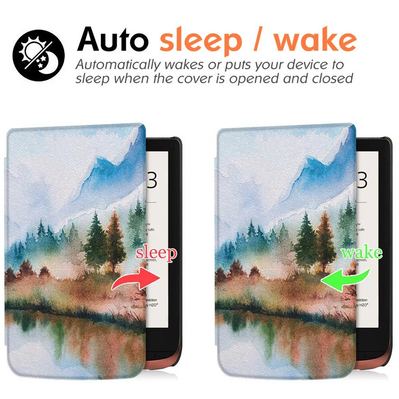 Έξυπνη θήκη για PocketBook 606/616/627/628/632/633 eReader - Ελαφρύ λεπτό προστατευτικό κάλυμμα με μαγνητικό κλείσιμο/Sleep/Wake