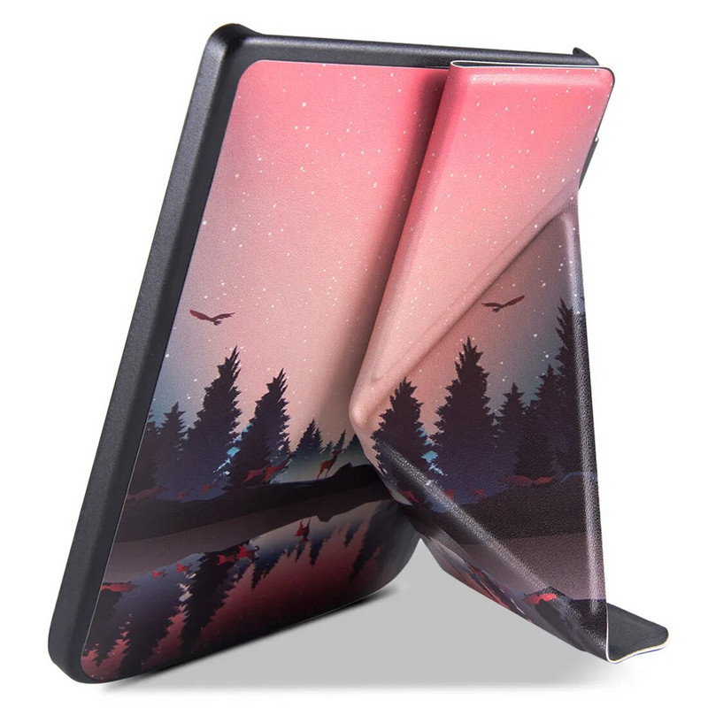 PocketBook 606/616/Pocketbook 627/628/Pocketbook 632/633 krāsainais futrālis — Origami statīva aizsargvāciņš ar automātisku miega režīmu/pamošanos