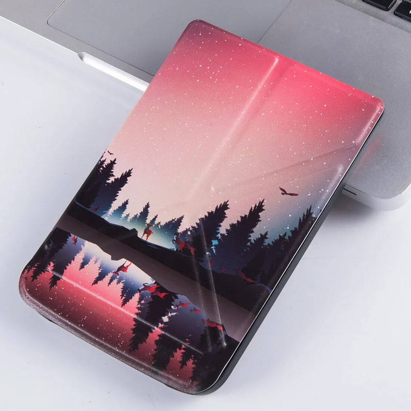 PocketBook 606/616/Pocketbook 627/628/Pocketbook 632/633 krāsainais futrālis — Origami statīva aizsargvāciņš ar automātisku miega režīmu/pamošanos