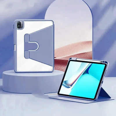360° rotējošs futrālis Huawei Matepad Pro 12.6 Matepad 11.5 10.4 Pro 11 10.8 SE 10.1 T10S ādas caurspīdīgs vāciņš priekš Honor Pad 8