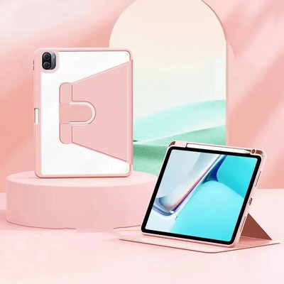 360° rotējošs futrālis Huawei Matepad Pro 12.6 Matepad 11.5 10.4 Pro 11 10.8 SE 10.1 T10S ādas caurspīdīgs vāciņš priekš Honor Pad 8