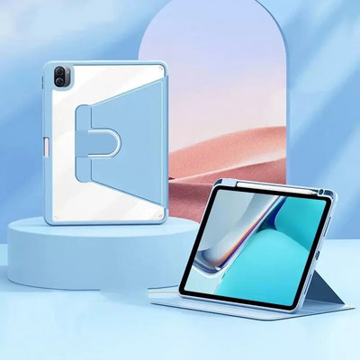 360° rotējošs futrālis Huawei Matepad Pro 12.6 Matepad 11.5 10.4 Pro 11 10.8 SE 10.1 T10S ādas caurspīdīgs vāciņš priekš Honor Pad 8