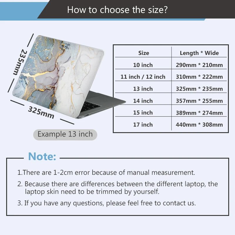 DIY krāsaina marmora klēpjdatora uzlīmes apvalks 11/12/13/14/15/16 collu MacBook Air 11 Air 13.3 2020 Pro 13/HP/DELl/Lenovo