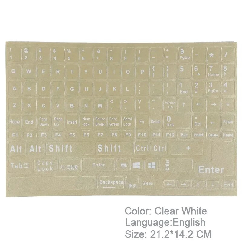 SR angļu pilni 120 taustiņi matēts standarta ūdensizturīgs tastatūras uzlīmes, izkārtojums burtu alfabēts 10–17 collu galddatoru klēpjdatoru piederumi