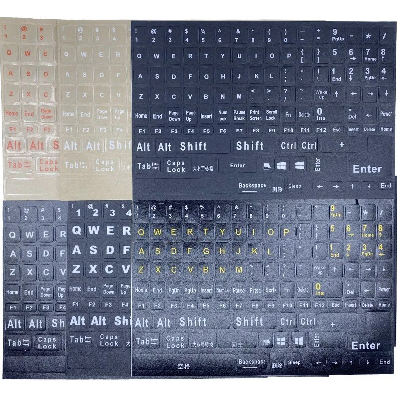 SR angļu pilni 120 taustiņi matēts standarta ūdensizturīgs tastatūras uzlīmes, izkārtojums burtu alfabēts 10–17 collu galddatoru klēpjdatoru piederumi