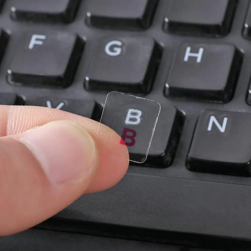 Krievu burti caurspīdīgas PVC tastatūras uzlīmes Ūdensizturīgas pašlīmējošas daudzkrāsainas vāka uzlīmes tastatūras aizsarguzlīmes