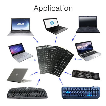 Руски английски, френски, испански, украински, арабски, португалски, стикери за клавиатура за лаптоп, стандартна буквена подредба, капаци на клавиатура