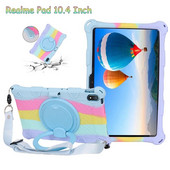 Νέα θήκη σιλικόνης για Realme Pad 10,4 ιντσών 2021 Kids Safe Αντικραδασμική κάλυψη σιλικόνης 360° Περιστρεφόμενο κάλυμμα βάσης με λουράκι παλάμης