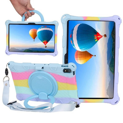Νέα θήκη σιλικόνης για Realme Pad 10,4 ιντσών 2021 Kids Safe Αντικραδασμική κάλυψη σιλικόνης 360° Περιστρεφόμενο κάλυμμα βάσης με λουράκι παλάμης