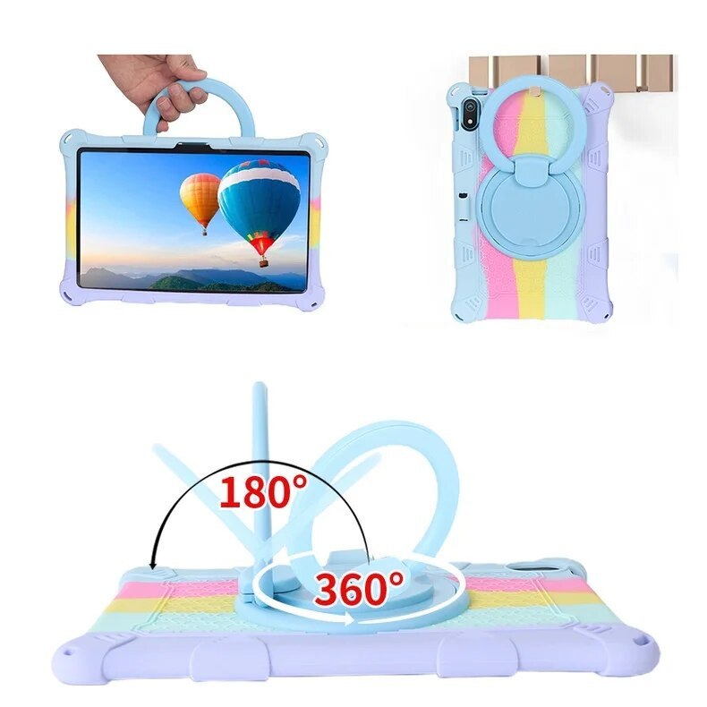 Νέα θήκη σιλικόνης για Realme Pad 10,4 ιντσών 2021 Kids Safe Αντικραδασμική κάλυψη σιλικόνης 360° Περιστρεφόμενο κάλυμμα βάσης με λουράκι παλάμης