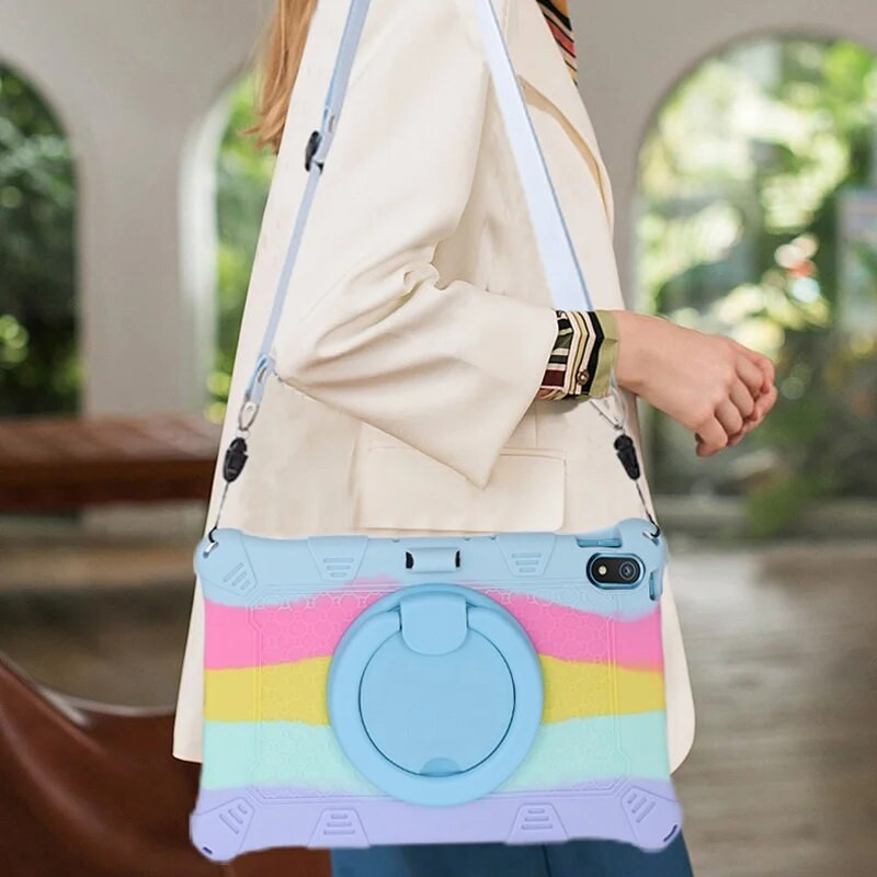 Νέα θήκη σιλικόνης για Realme Pad 10,4 ιντσών 2021 Kids Safe Αντικραδασμική κάλυψη σιλικόνης 360° Περιστρεφόμενο κάλυμμα βάσης με λουράκι παλάμης