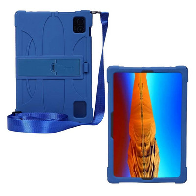 priekš Teclast M50 Pro planšetdatoru futrāļi salokāms statīvs Krāsains mīksts silikona aizsargājošs triecienizturīgs vāciņš ar siksnas irbuli pildspalvas rokturi