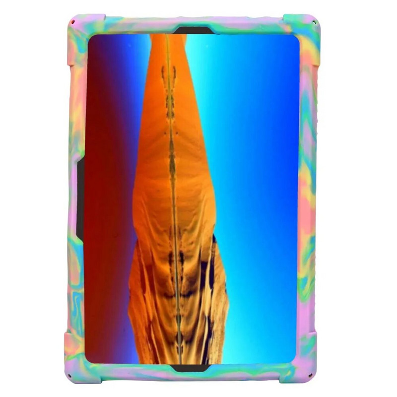 priekš Teclast M50 Pro planšetdatoru futrāļi salokāms statīvs Krāsains mīksts silikona aizsargājošs triecienizturīgs vāciņš ar siksnas irbuli pildspalvas rokturi