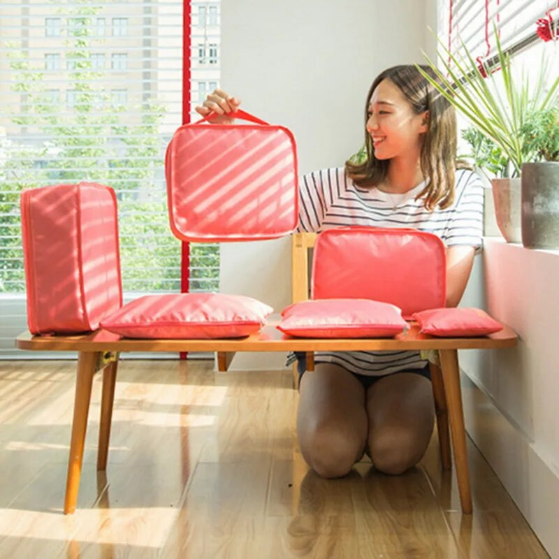 6 tk reisihoiukoti komplekt Kaasaskantav kokkupandav pagasihoidja jalanõude jaoks Pakkimine riided Korralik korraldaja riidekapp kohvrikott