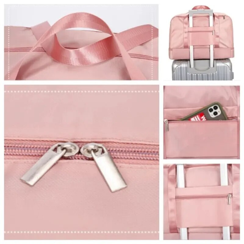 Ceļojumu ūdensnecaurlaidīga sporta zāles soma Weekender, ko nēsāt līdzi pa nakti sievietēm ar ratiņu piedurknes mitru kabatu