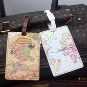 Harta lumii creative Accesorii de călătorie de înaltă calitate Etichetă pentru bagaje Valisă din PU Suport pentru adresă de identificare Etichetă de îmbarcare pentru bagaje Etichetă portabilă